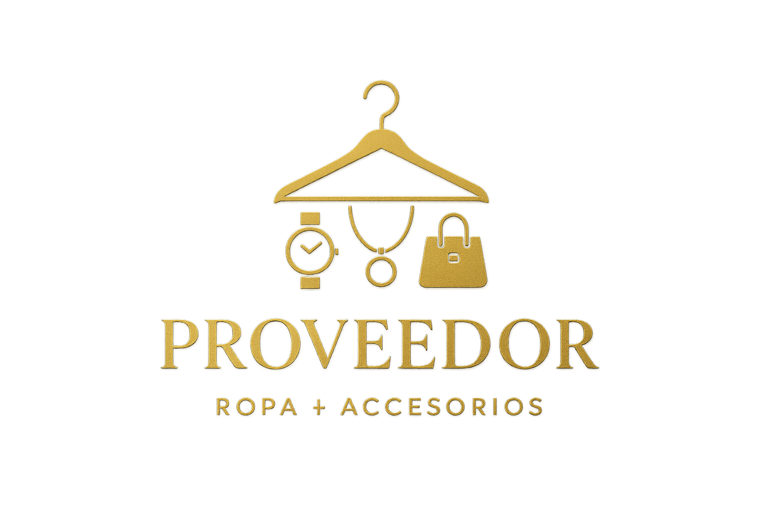 Ahora generame una imagen para poner de logo al producto "Proveedor Ropa + Accesorios" que sea llamativa pero a la vez minimalista y pegue con los colores y la estética de la página. Es decir que exprese el lujo el dinero que exprese el dinero que pueda ganar si compra este pack. usa los colores oscuros pero también que resalte un color dorado, colores de lujo.