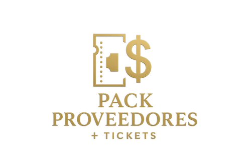 Ahora generame una imagen para poner de logo al producto "Pack Proveedores + Tickets" que sea llamativa pero a la vez minimalista y pegue con los colores y la estética de la página. Es decir que exprese el lujo el dinero que exprese el dinero que pueda ganar si compra este pack. usa los colores oscuros pero también que resalte un color dorado, colores de lujo.
